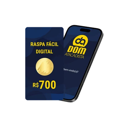 Raspa Fácil digital no app DOM – R$ 700 em vale-compras por dia